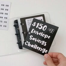 1pc 150/300/500/1000 Savings Challenge Binder - Mini Budget Binder With Cash Envelopes And Inserts, Convenient For Saving Money,Boho Vibes