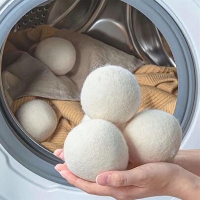 3pcs Natural Wool Dryer Balls, Wool Drying Balls, Fabric Softener Balls, Fluff Clothes, Anti-Static, Anti-Tangling Wool Balls, Reduce Static, Soft Wrinkles, Laundry Essential
