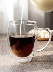 1pc, 250ml Water Cup Coffee Milk Cup Juice Cup Glass Coffee Mug, Heat Resistant High Borosilicate Glass Espresso Coffee Cups, Double Walled Insulated Water Cups, Summer Winter Drinkware, Birthday Gifts Back To School