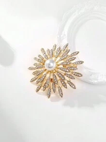 1 件时尚个性化水晶和珍珠装饰胸针