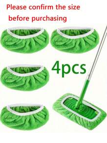 4pcs Washable Microfiber Mop Pads, Design For Wet Or Dry Floor Cleaning, Easy To Install, Essential Home Cleaning Supplies, Garden Tools