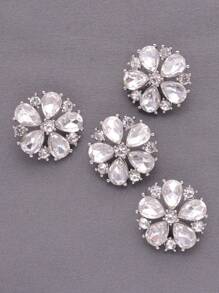 Set de 4 botones metálicos florales ocos con incrustaciones de diamantes, decoración elegante para vestido de novia, abrigo, suéter, blazer, manualidades DIY, joyero, bolso