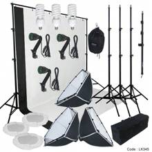 Photography Studio Lighting Softbox Photo Light Muslin Backdrop Stand Kit - 1 - View 2