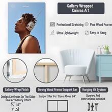 1pc Framed Canvas Poster, Jon Batiste's Stylish Portrait With Vintage Radio Headpiece Wall Art Canvas Paintings, Ideal Gift For Bedroom Living Room Corridor, Wall Art, Room Decoration - 彩色 - 查看 5