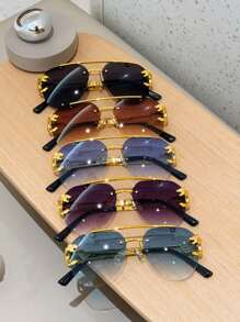 1 件装 男士 青蛙镜片 休闲时尚 复古飞行员镜框 多色 户外时尚眼镜