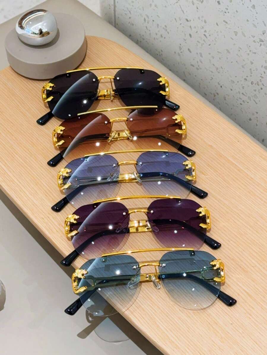 1 件装 男士 青蛙镜片 休闲时尚 复古飞行员镜框 多色 户外时尚眼镜