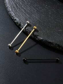 10 chiếc khuyên tai xỏ khuyên công nghiệp Punk bằng thép không gỉ 316L mạ vàng chân không, phù hợp cho cả nam và nữ, khuyên tai xỏ khuyên công nghiệp hình thanh tạ 38mm - Quả tạ công nghiệp Bông tai công nghiệp - Xem 3