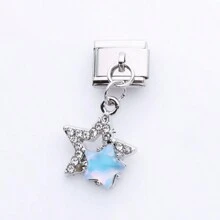 1PC Stainless Steel Italian Module Bracelet Components, With Colorful Stars, Butterflies, Bows, Flowers, And The Sun Pendant , DIY Making Jewelry For Bracelet Necklaces, Can Be Freely Matched With Different Styles - Italian Module - View 7