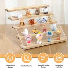3-5 Layer Acrylic Wood Display Stand Cupcakes Perfume Cosmetic Holder Showcase Organizer Doll Mini Figure Toy Model Storage Rack - Beige - View 5