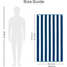 条纹小屋沙滩巾超大 2 包，大号棉质浴巾 - 豪华毛绒加厚酒店泳池毛巾成人超强吸水速干 - 35x70 淡海军蓝 | 2 包浴室装饰夏季