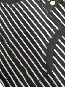 Women Y2k Fairy Grunge T Shirt Top Striped Long Sleeve V-Neck Button Down Tunic Shirts Slim Fit Going Out Tees Tops Vintage Aesthetic Clothes E-Girl 2000s Streetwear - 黑色 - 查看 5