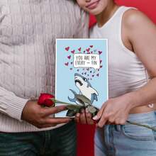 1 件有趣的鲨鱼情人节卡片，送给丈夫男朋友，可爱的鲨鱼周年纪念卡，来自妻子女朋友，动物情人节卡片，“你是我的一切。” - 4 色信封