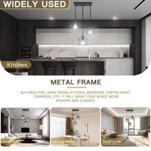 CANMEIJIA Vintage Style 3-Head Diamond Pendant Lamp, Black Color, E26/E27 Bulb Long Bar/Round Disk Hanging Light, Adjustable Length, Suitable For Home, Room, Exhibition, Reading, Dining, Bar, Bedroom, Coffee Shop, Kitchen Island - Black - View 8
