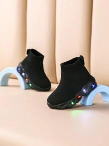 婴儿休闲柔软一脚蹬防滑 LED 多功能运动鞋，适合所有季节 - 黑色 - 查看 6