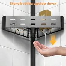 KEGII Corner Shower Caddy Tension Pole, 4-Tier Shower Tension Rod Organizer, Floor To Ceiling Shower Caddy 25-114.2 Inch, Towel Rack Corner Waterproof (White) - 黑與白 - 查看 6