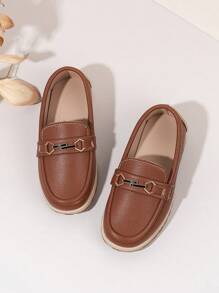 儿童男女款柔软防滑休闲复古乐福鞋 - 棕色 - 查看 2