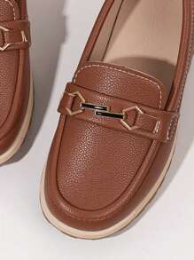 儿童男女款柔软防滑休闲复古乐福鞋 - 棕色 - 查看 6