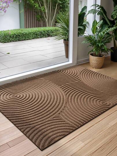 DAJIANG 1 st brun stor rektangulär geometrisk mönster dörrmatta - halkfri, modern stil året runt entrématta tillverkad av polyester, fläckbeständig, låg profil, lätt att rengöra, lämplig för inomhus- och utomhusbruk - perfekt för uteplats, inomhus, utomhus, trädgård, korridor heminredning, tjock entrédekor badrum kök inredning