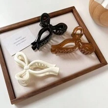 3pcs Plus Size Solid Color Hair Claw Clips With Bow, High Ponytail Bun Maker, Versatile & Suits All,Hair Accessories,Hair Jaw Clip,Hair Clutch Fall Winter Hair Clip For Vacation Outfits Woman - Multicolor - View 9