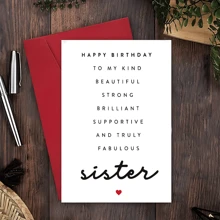1 张令人印象深刻的姐妹生日贺卡，为善良、美丽、坚强、聪明、支持和出色的姐妹们送上真诚独特而贴心的礼物，充满爱与关怀，为闺蜜送上创意生日礼物 - 彩色 - 查看 2