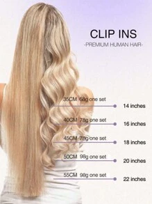 7pcs Clip-In Hair Extensions, Real Human Hair, Color 18/613 Ash Blonde Highlights, 14-22 Inch Straight, Remy Human Hair Clip-In Extensions, Seamless Clip-In Hair Pieces - S18/613 - View 8