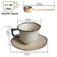 浓缩咖啡杯碟套装，复古风格手工陶瓷杯 150 毫升，重返校园