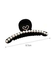 1 件装珍珠心形爪发夹，大号黑色植绒爪夹，简约优雅发夹，适合女士和女孩 - 彩色 - 查看 6