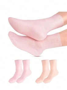 yuluan Silicone Moisturizing Soothing Mid-Calf Socks, 1 Pair High Elasticity Compression Socks, Reusable Aloe Vera Socks, Overnight Hydrating Spa Socks, Suitable For Women With Dry, Cracked Feet, High Elasticity Anti-Slip Moisturizing Gel Spa Socks, Suitable For Foot Repair, Dry, Cracked High Heels, Anti-Slip Gel Socks Suitable For Men And Women With Dry Skin, Rough Feet, Home Foot Care, Can Be Used With Your Favorite Lotions And Creams