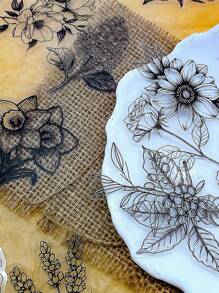 50 Stücke schwarze einfache Pflanzensticker, wasserfeste PET transparente Aufkleber für Laptop, Wasserflasche, Tagebuch, Handy, DIY Dekoration