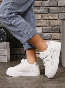 Zapatillas casuales con suela blanda y cierre de gancho y bucle para niños, para primavera/otoño - Blanco - Ver 4