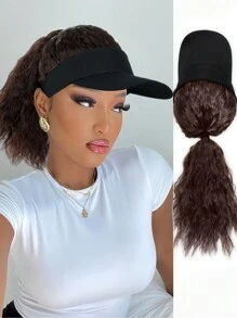 Synthetic Hat Wig Ponytail Adjustable Ladies Ponytail Wig 12-Inch Baseball Cap Wig Sporty Style Wavy High Ponytail Suitable For Ladies To Wear Daily. - 彩色 - 查看 11