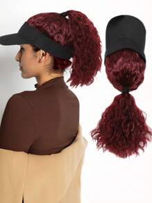 Synthetic Hat Wig Ponytail Adjustable Ladies Ponytail Wig 12-Inch Baseball Cap Wig Sporty Style Wavy High Ponytail Suitable For Ladies To Wear Daily. - 彩色 - 查看 14