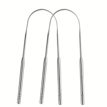 Stainless Steel Tongue Cleaner, Oral Tongue Coating Removal Tool, Safe Curved Design, Gentle Cleaning, Helps Reduce Mouth Odor, Flexible Oral Hygiene Instrument