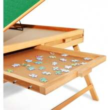 ALL4JIG 2000PCS Portable Puzzle Table With Legs, Adjustable Jigsaw Wooden Puzzle Board With 4 Drawers & Cover Birthday Gift For Mom, 3-Tilting-Angle Jigsaw Puzzle Table For Adults - 棕色 - 查看 10
