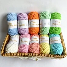 Set de 10 ovillos de hilo de 4 cabos, suave y amigable con la piel, para ganchillo manual DIY de bolsos, accesorios, mantas, chales, sombreros, flores, etc. (Longitud aproximada 1120m/1224.8yds, Peso aproximado 400g/14.1oz)