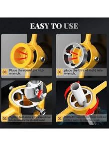 Juego de 6 piezas de rosca de PVC - Juego de machos y terrajas para tubería de plástico, kit de roscado de tubería, con 3 terrajas de 1/2", 3/4", 1", herramienta de roscar tuberías para corte y roscado profesional de tuberías