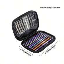 Crochet Kit 22 Colored Aluminum Needles + Case Ref:CL-55 - 彩色 - 查看 11