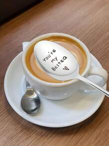 Coffee Spoon,1pc Stainless Steel Tea Spoon,Engraved Spoon Lovers Gift-Wedding Gifts For Couple-Spoon Valentine's Day Gift