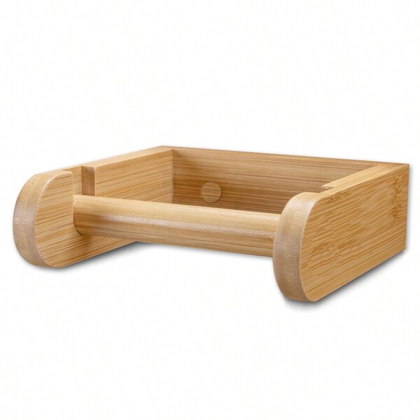 1 Stück Toilettenpapierhalter aus Holz, wandmontierter Toilettenpapier-Handtuchhalter aus Naturbambus-Holz, einfach zu installieren für Badezimmer und Küche Badezimmerdekoration