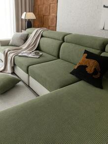 1 件纯色毛绒沙发套，弹性环绕沙发套，温暖舒适简约风格，防宠物防滑，四季可洗，适用于客厅、卧室、办公室、1/2/3/4 座沙发，带扶手和靠背 - 綠色 - 查看 10