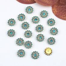 14MM Sunflower Hand Sewn Rhinestone 50Pcs/Pack Shiny Handmade Glass Sewing Crystal Sewing On Decorative Beads Flat Back Gold Base With Holes Gem DIY Accessories Needle And Thread Materials Sew On Stones Strass Beads Used For Decorating Clothes, Dress, Bags, Shoes, Brooches , Earrings, Handicrafts - Red - View 9