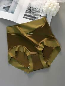 3 Pairs Women High Waist Satin Silk Ice Silk Underwear, Soft Seamless Lift Hipster Briefs