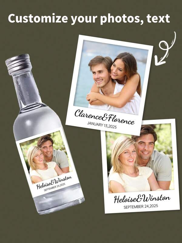 Pacote com 11 peças de texto fotográfico personalizado, rótulo de vinho e champanhe personalizado para presente de aniversário, madrinhas, casamento, aniversário de casamento, melhor amigo, 21 anos, namorado