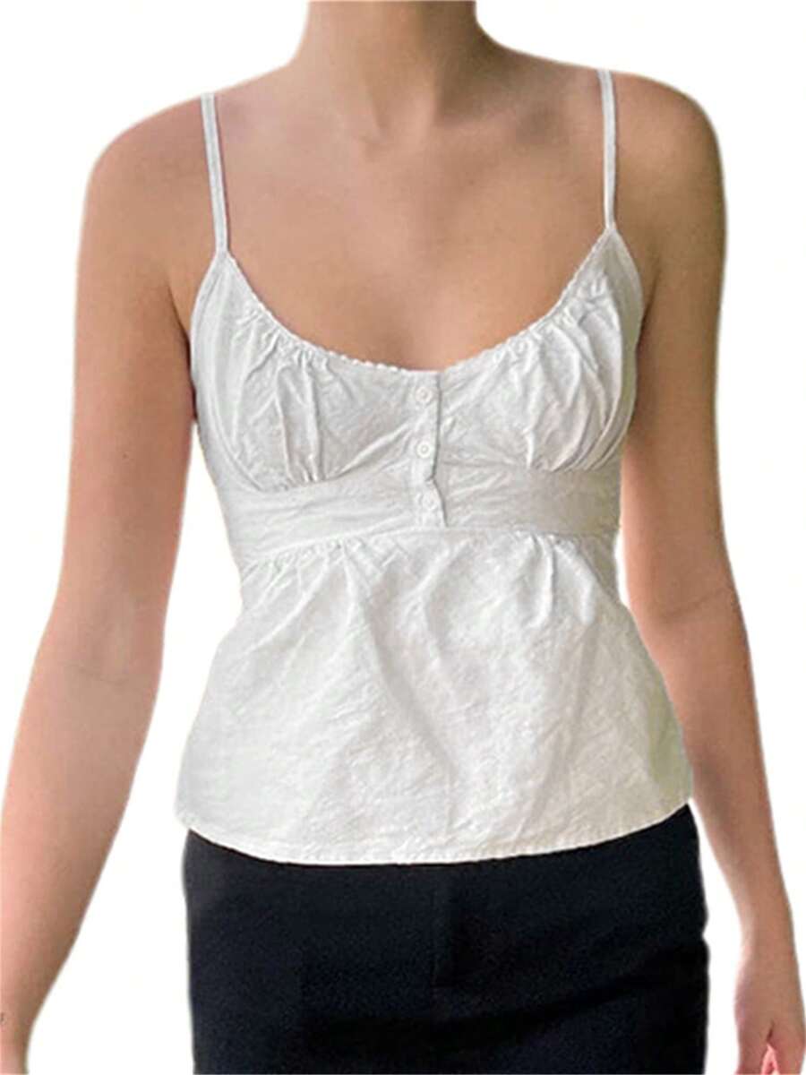Women Y2k Fairy Grunge Crop Tank Tops Floral Print Lace Trim Camisole Fitted Scoop Neck Back Tie Waist Backless Spaghetti Strap Tank Tops Plaid Blouse Going Out Shirt Tops Summer Clubwear Vintage Streetwear Aesthetic Clothes - 白色 - 查看 1