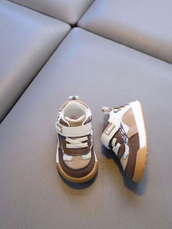 1 Pair Spring/Autumn Fashion Casual Sports Sneakers For Toddlers, Hook And Loop Design Easy On/Off, Breathable Mesh Upper, Soft TPR Anti-Slip Sole, Suitable For 1-4 Years Old Boys & Girls, Indoor/Outdoor Wear