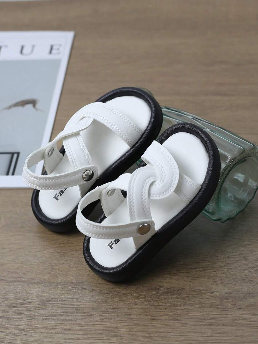 1 双可调节时尚凉鞋，适合男孩和女孩，可在室内和室外穿着 - 白色 - 查看 1