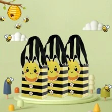 20PCS Honey Bee Small Gift Bags With Handles Bee Bags For Party Favor Bee Paper Bags For Bee Party Decorations Bee Candy Goodie Bag For Birthday Wedding Party Supplies