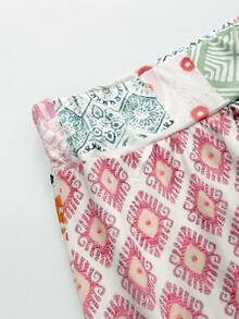 Damen Große Größen Lose, Lässig Blumen Patchwork Lange Hose, Frühling/Sommer - Verschiedenfarbig - Übersicht 4