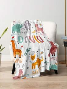 1 Stück personalisierte Decke mit Namen für das Bett, personalisierte Bettwäsche-Decke mit Namen, personalisierte Überwurfdecke, Decke mit niedlichen Tieren, beste Kinderdecke, kuschelige Decke, Familiengeschenk, Geburtstagsgeschenk, Weihnachtsgeschenk, personalisiertes Geschenk, Geschenk zum Kindertag, Geschenk für Sohn/Tochter, Geschenk für Freund, Geschenk für Kinder