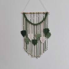 Makramee Wandbehang Boho Herbst Dekoration Blätter Wandkunst Schlafzimmer Wandkunst Skandinavisches Zuhause Kinderzimmer Wandteppich - Grün - Übersicht 3